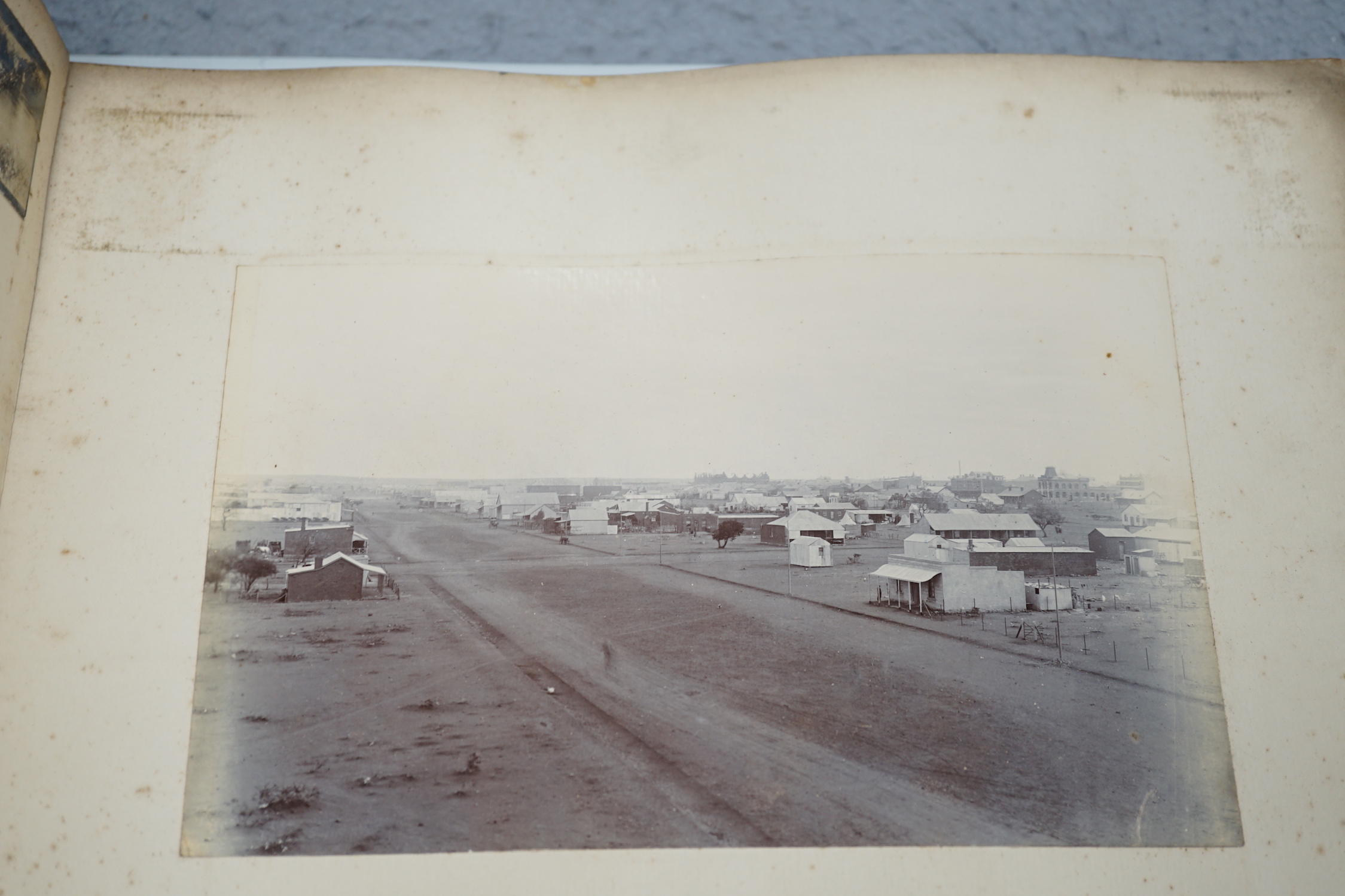An album of albumen photographs, 1897-1902, Boer war period, predominantly South African and Tribal including Native Stadt, Machudi and Johannesburg